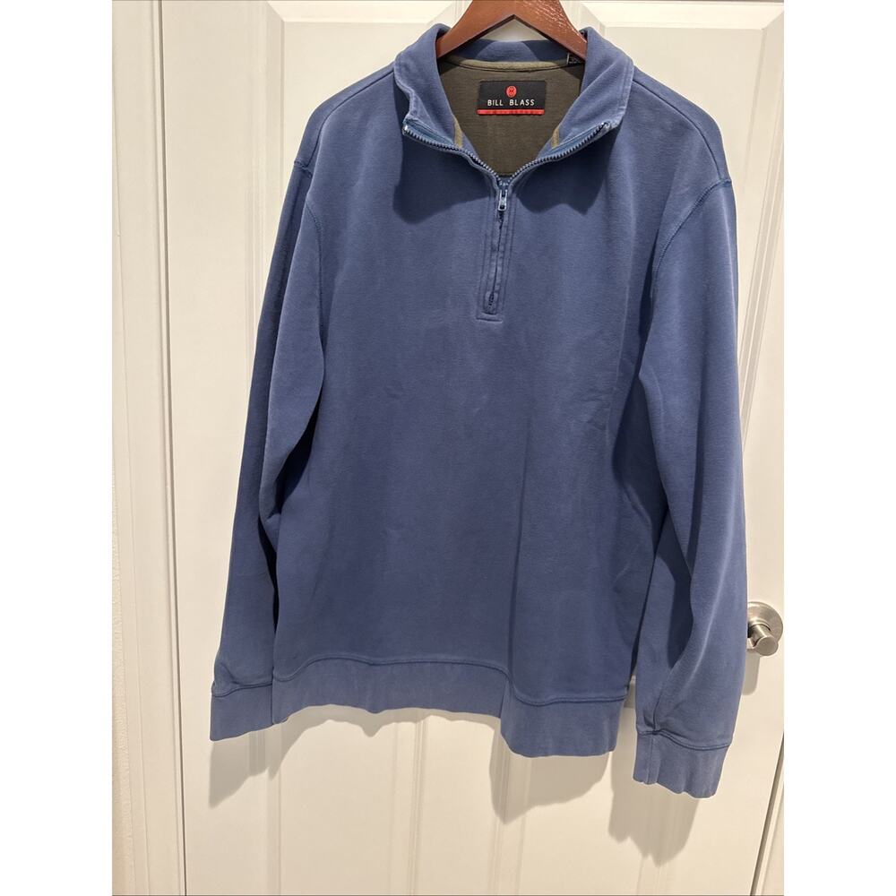 Bill Blas Mens Quarter-Zip Knit Golf Pullover Sweatshirt XL Blue Casual